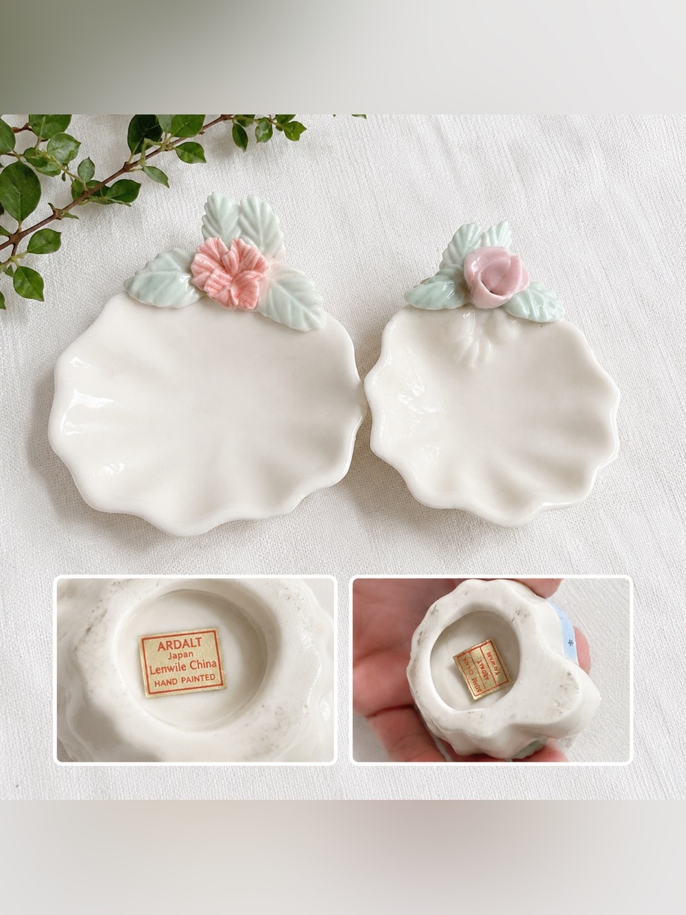 Vintage Ardalt Japan / Lenwile China Floral Porcelain Trinket Dishes – Set of 2